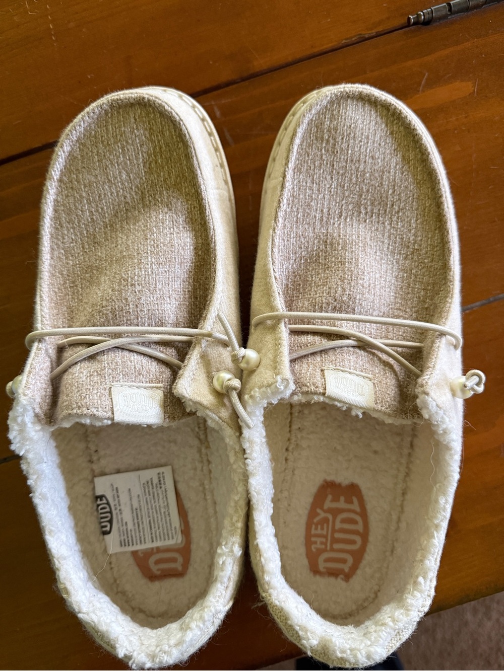 Hey Dude Wally Plush Slip-On Shoes in Beige